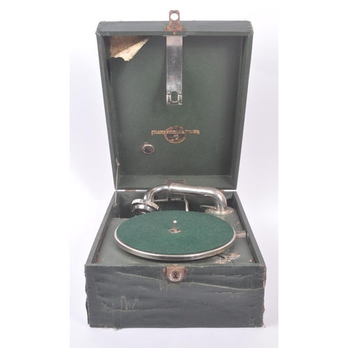 416 - Two vintage 20th century gramophone record player. With windup movement boxed. HMV and Columbia exam... 