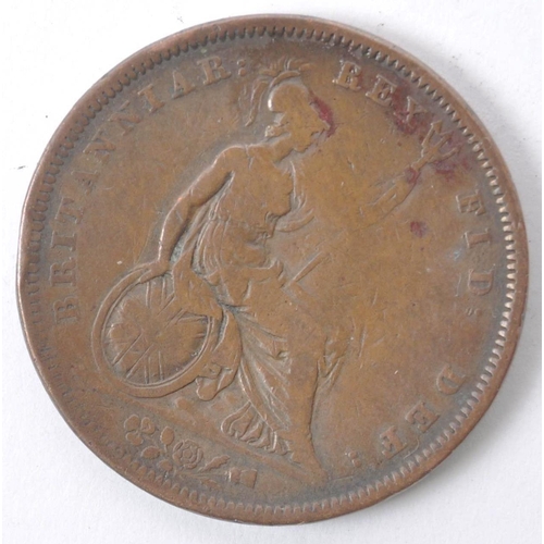 546 - An 1826 George IV British copper half penny coin. Featuring the bust of George IV to the obverse, wh... 