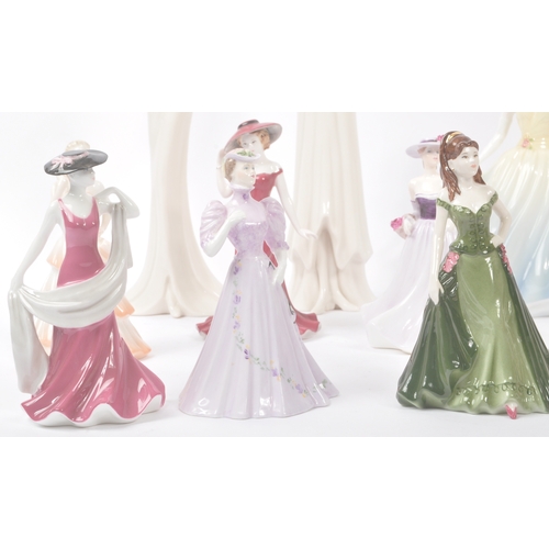 164 - Coalport - A collection of late 20th century and later porcelain china female table ware figurines. ... 