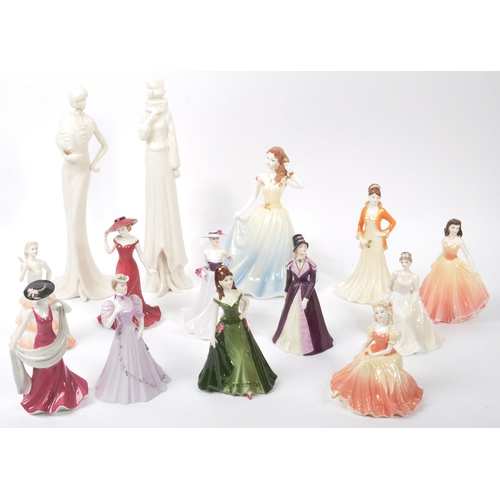 164 - Coalport - A collection of late 20th century and later porcelain china female table ware figurines. ... 