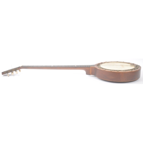 418 - Windsor - An early 20th Century five string New Windsor Banjo, comprising of a walnut neck with ebon... 