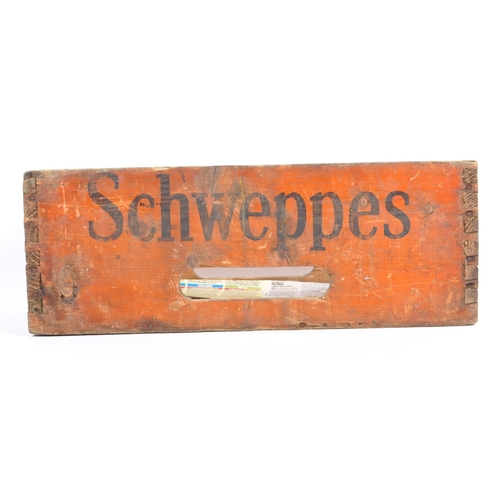 567 - A 20th century vintage Schwepps soda wooden crate with 'Schwepps' written across the front. Measurin... 