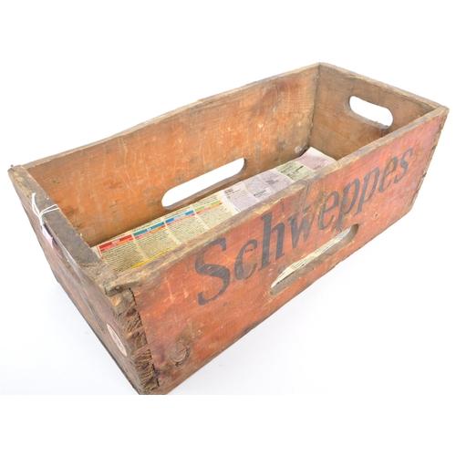 567 - A 20th century vintage Schwepps soda wooden crate with 'Schwepps' written across the front. Measurin... 