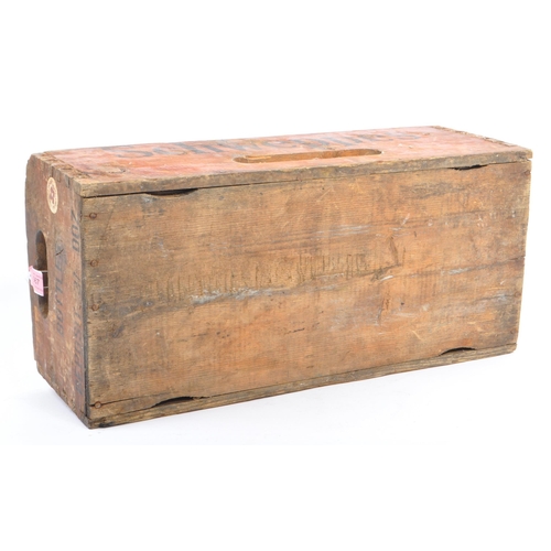 567 - A 20th century vintage Schwepps soda wooden crate with 'Schwepps' written across the front. Measurin... 