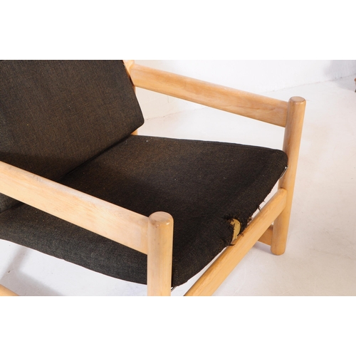 572 - British Modern Design - Mid century beech wood easy chair / armchair in the manner of habitat. Turne... 