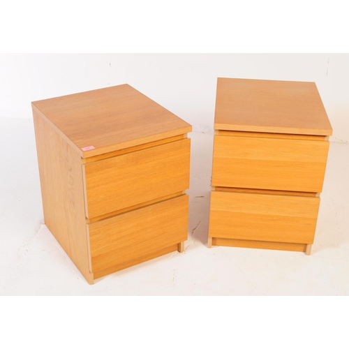 577 - IKEA - Malm - A pair of late 20th century beech veneer wood bedside chest of drawers. The bedsides r... 