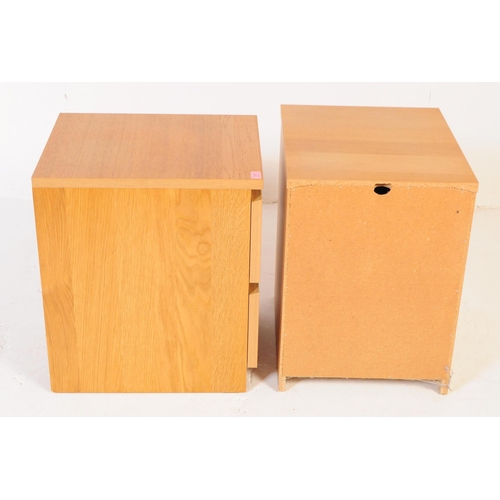 577 - IKEA - Malm - A pair of late 20th century beech veneer wood bedside chest of drawers. The bedsides r... 