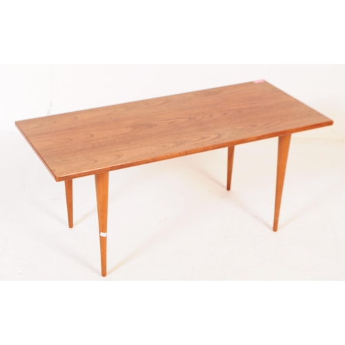 595 - British Modern Design - A mid 20th century teak coffee occasional table. Of rectangular form with ta... 