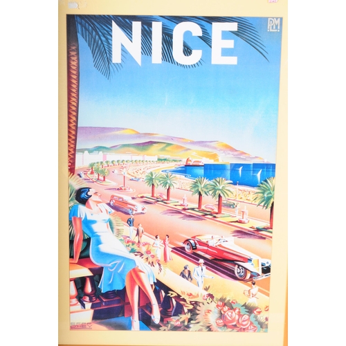 601 - After Efff D'Hey - A 1930's Art Deco reproduction travel poster for Nice, France by PLM. The poster ... 