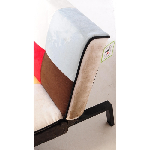 608 - A contemporary fold down klik klak sofa bed / sofa settee. Of patch work design with colour blocks. ... 