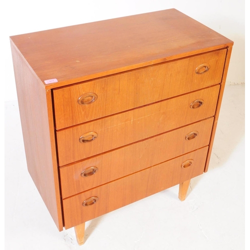 617 - British Modern Design - A mid 20th century teak wood chest of drawers. The chest of drawers raised o... 