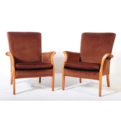 618 - Parker Knoll - A pair of mid 20th century Parker Knoll PK 749 open lounge armchairs. The chairs havi... 