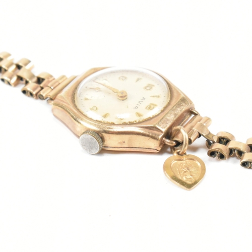 107 - A 1960s hallmarked 9ct gold cased Avia wristwatch. The watch having a rolled gold strap with a hallm... 