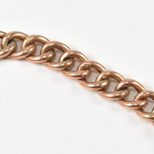 121 - A 9ct rose gold heart padlock and curb link chain bracelet. The hallmarked 9ct gold curb link bracel... 