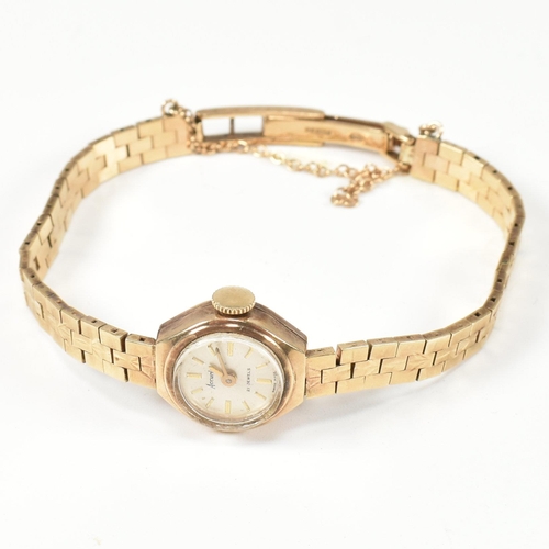 123 - 9ct gold hallmarked ladies dress watch and bracelet strap. The wristwatch and strap hallmarked for L... 