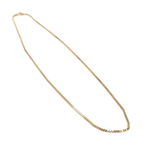 129 - A hallmarked 9ct gold box link chain necklace. Weight 3.5g. Measures 47cm. All weights, measurements... 