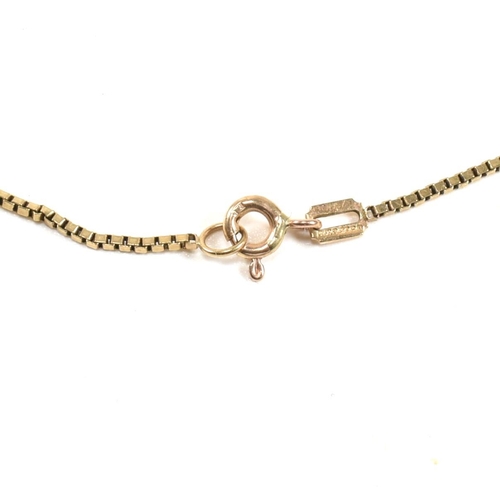 129 - A hallmarked 9ct gold box link chain necklace. Weight 3.5g. Measures 47cm. All weights, measurements... 