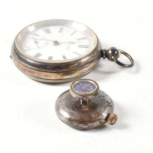 164 - A 935 silver Kendal and Dent Swiss silver pocket watch made at Buren have subsidiary dial. Together ... 