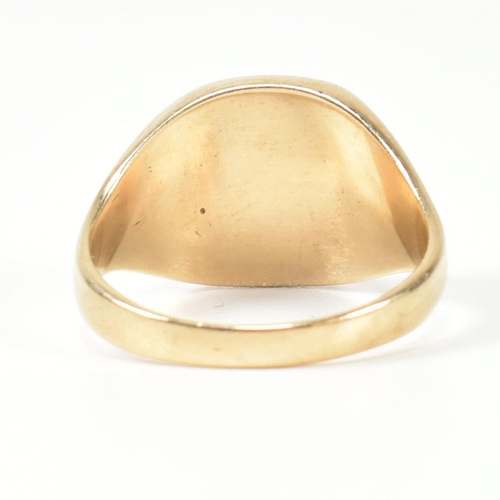 170 - A hallmarked 9ct gold signet seal ring with dragon intaglio. The signet ring having a flat cushion s... 