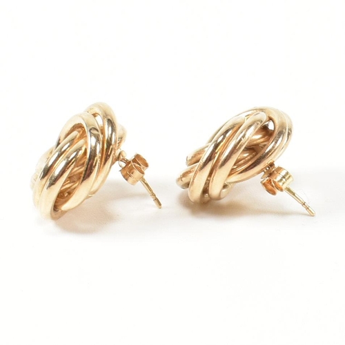 190 - A pair of hallmarked 9ct gold knot stud earrings. The stud earrings having a multi strand knot desig... 