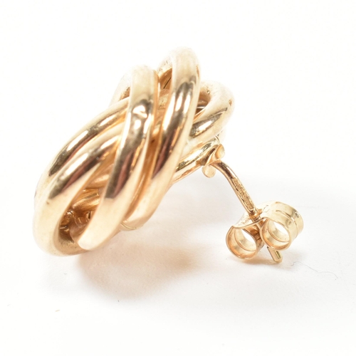 190 - A pair of hallmarked 9ct gold knot stud earrings. The stud earrings having a multi strand knot desig... 