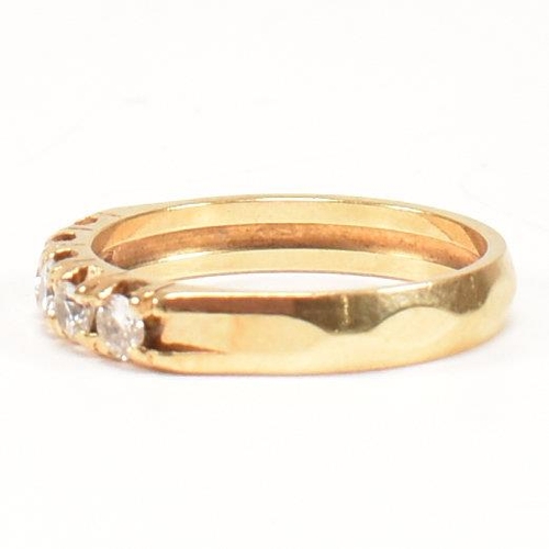 197 - An 18ct gold and diamond five stone ring. The ring having five round brilliant cut diamonds to facet... 