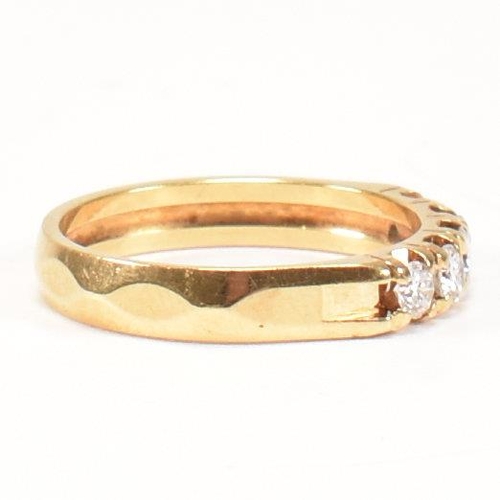 197 - An 18ct gold and diamond five stone ring. The ring having five round brilliant cut diamonds to facet... 