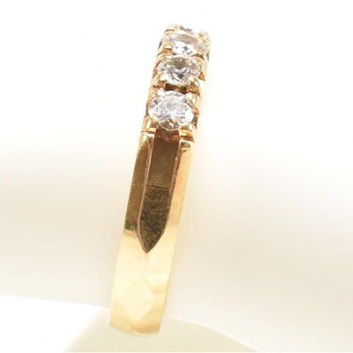 197 - An 18ct gold and diamond five stone ring. The ring having five round brilliant cut diamonds to facet... 