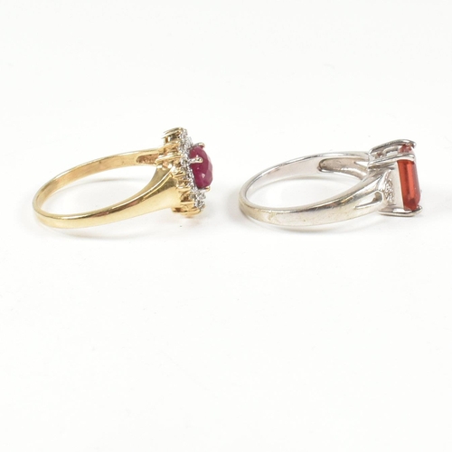 211 - Two 9ct gold and gem set dress rings. The rings to include a hallmarked 9ct white gold dress ring se... 