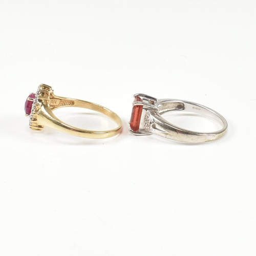 211 - Two 9ct gold and gem set dress rings. The rings to include a hallmarked 9ct white gold dress ring se... 