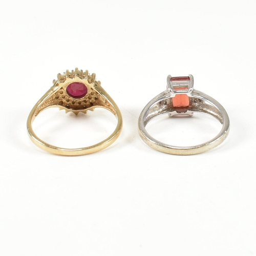 211 - Two 9ct gold and gem set dress rings. The rings to include a hallmarked 9ct white gold dress ring se... 