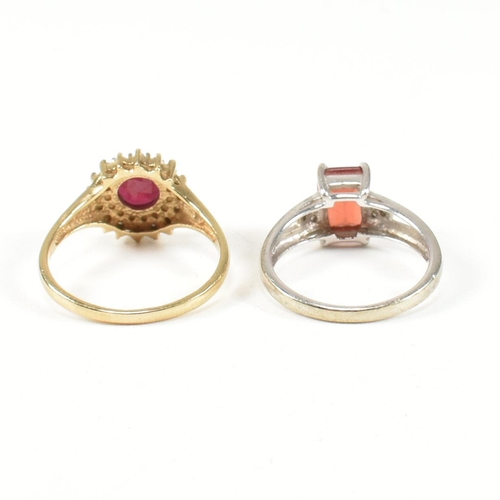 211 - Two 9ct gold and gem set dress rings. The rings to include a hallmarked 9ct white gold dress ring se... 