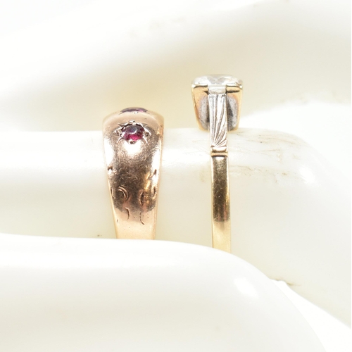 217 - Two hallmarked 9ct gold and gem set rings. The rings to include a hallmarked 9ct gold solitaire ring... 