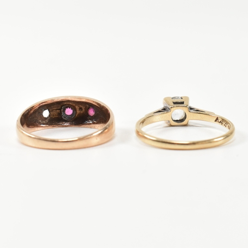 217 - Two hallmarked 9ct gold and gem set rings. The rings to include a hallmarked 9ct gold solitaire ring... 