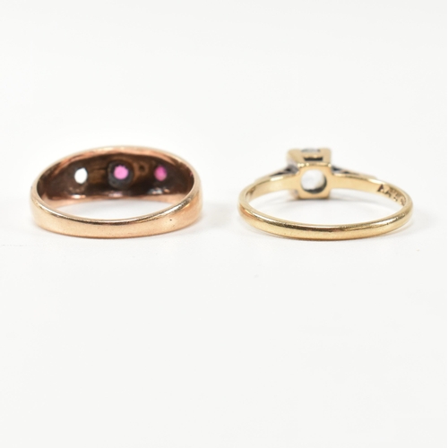 217 - Two hallmarked 9ct gold and gem set rings. The rings to include a hallmarked 9ct gold solitaire ring... 