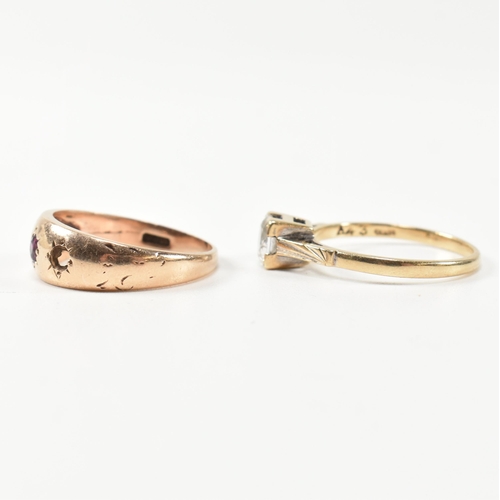 217 - Two hallmarked 9ct gold and gem set rings. The rings to include a hallmarked 9ct gold solitaire ring... 