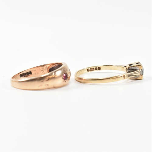 217 - Two hallmarked 9ct gold and gem set rings. The rings to include a hallmarked 9ct gold solitaire ring... 