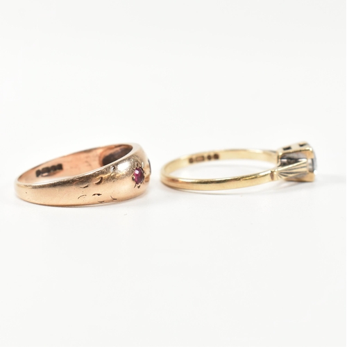 217 - Two hallmarked 9ct gold and gem set rings. The rings to include a hallmarked 9ct gold solitaire ring... 