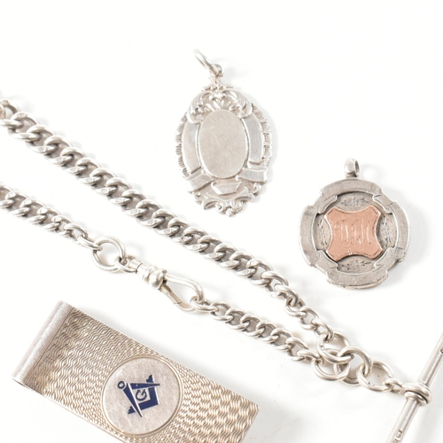 234 - A collection of hallmarked silver jewellery and a masonic clip. The lot to include a hallmarked silv... 