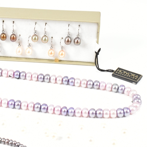 235 - A collection of Honora cultured pearl jewellery. The jewellery to include seven pairs of 925 silver ... 