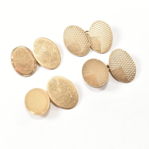 256 - A pair of 9ct gold cufflinks and a pair of 9ct gold on silver cufflinks. The lot to include a pair o... 