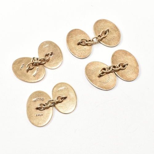 256 - A pair of 9ct gold cufflinks and a pair of 9ct gold on silver cufflinks. The lot to include a pair o... 