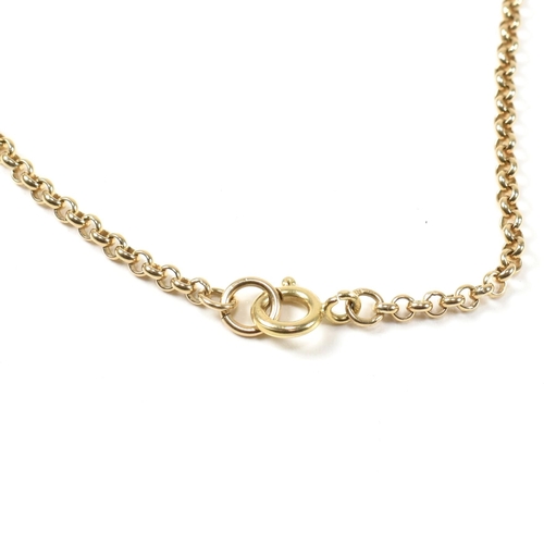 261 - A hallmarked 9ct gold belcher chain necklace. The gold belcher chain hallmarked for Birmingham. Spon... 