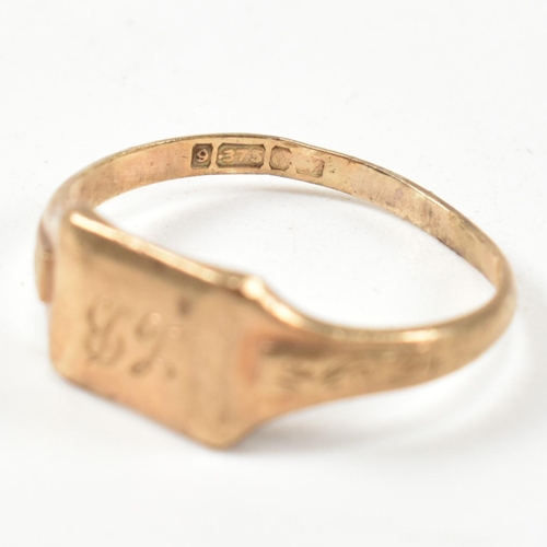 291 - Two hallmarked 9ct gold rings and a gold on silver ring. The rings to include a hallmarked 9ct gold ... 