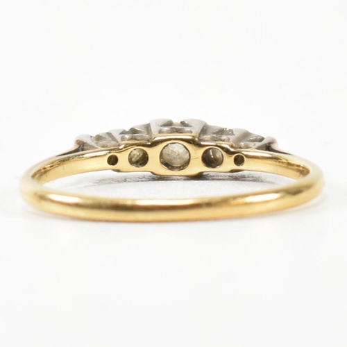 303 - An 18ct gold and diamond five stone ring. The ring having a row of five graduating round cut diamond... 