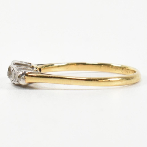 303 - An 18ct gold and diamond five stone ring. The ring having a row of five graduating round cut diamond... 