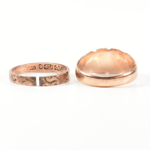 305 - An Edwardian hallmarked 9ct rose gold keeper ring together with a Victorian hallmarked 9ct gold engr... 