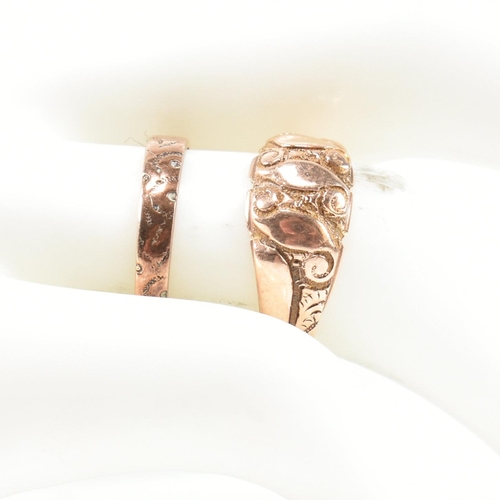 305 - An Edwardian hallmarked 9ct rose gold keeper ring together with a Victorian hallmarked 9ct gold engr... 