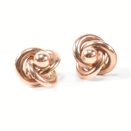 308 - Two pairs of 9ct gold knot stud earrings. The earrings to include a pair of hallmarked 9ct gold knot... 