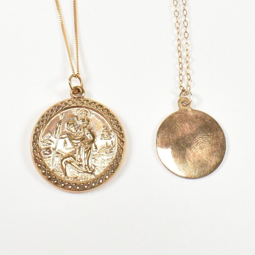 310 - Two 9ct gold St Christopher pendant necklaces. The necklaces to include a hallmarked 9ct gold St Chr... 